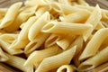 Cooked plain pasta macro close up