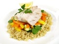 Cooked Pollack Fish with Quinoa Royalty Free Stock Photo