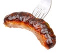 Cooked Pork Sausage And Fork Royalty Free Stock Photo