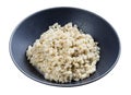 Cooked porridge from pearled barley in gray bowl Royalty Free Stock Photo