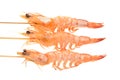 Cooked Prawns On Skewers Royalty Free Stock Photo
