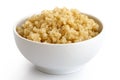 Cooked quinoa in white ceramic bowl. Royalty Free Stock Photo