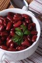 Cooked red kidney beans with parsley vertical view from above Royalty Free Stock Photo