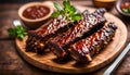 cooked ribs served on a white plate Royalty Free Stock Photo