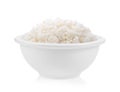 Cooked rice in white bowl isolated on white background Royalty Free Stock Photo