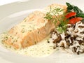 Cooked Salmon - Fish Fillet with Rice Royalty Free Stock Photo