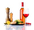 Cooked Salmon Fish Fillet with Wine Royalty Free Stock Photo