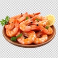 Cooked shrimp isolated on transparent background Royalty Free Stock Photo