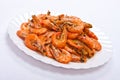 Cooked shrimps on plate Royalty Free Stock Photo