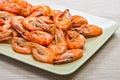 Cooked shrimps on plate Royalty Free Stock Photo