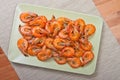 Cooked shrimps on plate Royalty Free Stock Photo