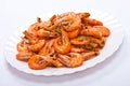 Cooked shrimps on plate