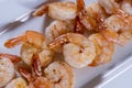 Cooked shrimps on plate. Close up Royalty Free Stock Photo