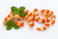 Cooked shrimps on white background. Royalty Free Stock Photo