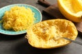 Cooked spaghetti squash and fork Royalty Free Stock Photo