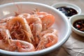 Cooked Steam shrimp dish soy sauce Royalty Free Stock Photo