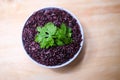 Cooked Thai black jasmine rice berry