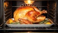 Cooked Thanksgiving turkey in oven