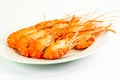 Cooked tiger prawns Royalty Free Stock Photo