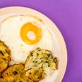 Cooked Vegetarian Bubble And Squeak Cakes With A Fried Egg Royalty Free Stock Photo