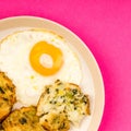 Cooked Vegetarian Bubble And Squeak Cakes With A Fried Egg Royalty Free Stock Photo