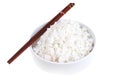 Cooked white boiled rice in big bowl Royalty Free Stock Photo