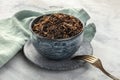 Cooked wild black rice in a bowl, with a fork Royalty Free Stock Photo