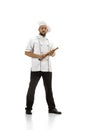 Cooker, chef, baker in uniform isolated on white background, gourmet.