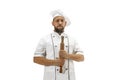 Cooker, chef, baker in uniform isolated on white background, gourmet.
