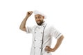 Cooker, chef, baker in uniform isolated on white background, gourmet.