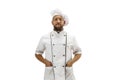 Cooker, chef, baker in uniform isolated on white background, gourmet.