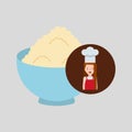 Cooker girl bowl wheat flour Royalty Free Stock Photo