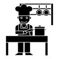 Cooker - kitchen restaurant icon, vector illustration, black sign on isolated background