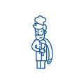 Cooker, restaurant chef line icon concept. Cooker, restaurant chef flat vector symbol, sign, outline illustration.