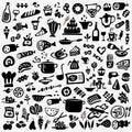 Cookery , food and drunk - graphic doodles ,icos set Royalty Free Stock Photo