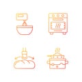 Cookery gradient linear vector icons set