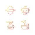 Cookery instructions gradient linear vector icons set