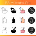 Cookery instructions icons set