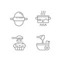 Cookery instructions linear icons set