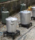 cookhouse with big pots Royalty Free Stock Photo