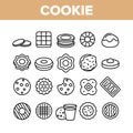 Cookie Baked Dessert Collection Icons Set Vector
