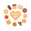 Cookie and biscuit icon collection Isolated on white background. Delicious cookies cartoon vector illustration sweet Royalty Free Stock Photo