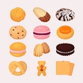 Cookie and biscuits vector baking pastry and baked cooking for breakfast in bakery illustration candy and biscuity