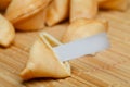 Broken Fortune Cookie with Blank Piece of Paper Royalty Free Stock Photo