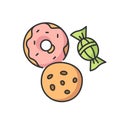 Cookie and candy RGB color icon Royalty Free Stock Photo