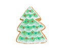 Cookie christmas tree with snow isolated on white Royalty Free Stock Photo