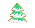 Cookie christmas tree with snow isolated on white Royalty Free Stock Photo