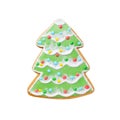 Cookie christmas tree with snow isolated on white Royalty Free Stock Photo