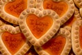 Cookies in the shape of hearts with the inscription close-up. The inscription I love you