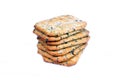 Cookie Cracker with spices is a stack on a white background. Royalty Free Stock Photo